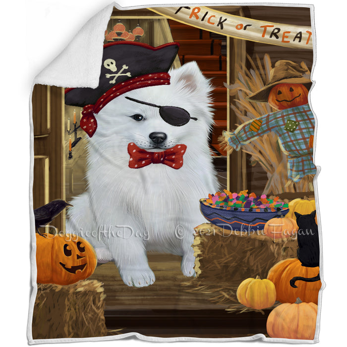 Enter at Own Risk Trick or Treat Halloween American Eskimo Dog Blanket BLNKT93810