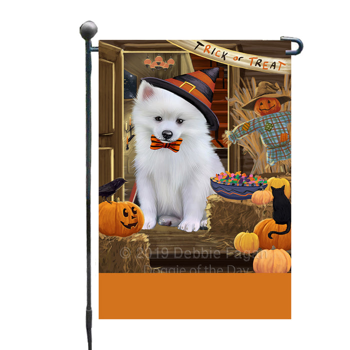Personalized Enter at Own Risk Trick or Treat Halloween American Eskimo Dog Custom Garden Flags GFLG-DOTD-A59418