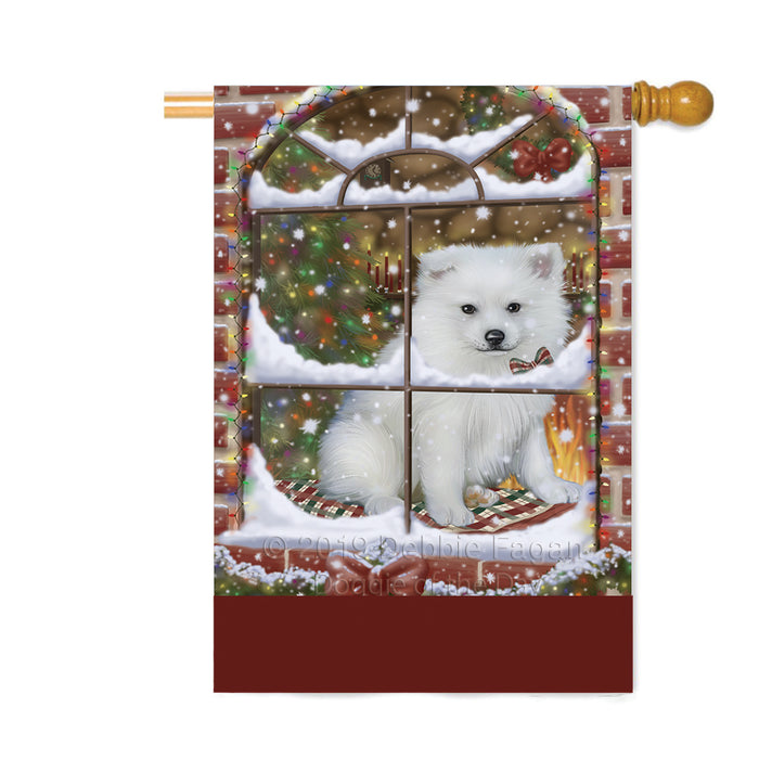 Personalized Please Come Home For Christmas American Eskimo Dog Sitting In Window Custom House Flag FLG-DOTD-A60162