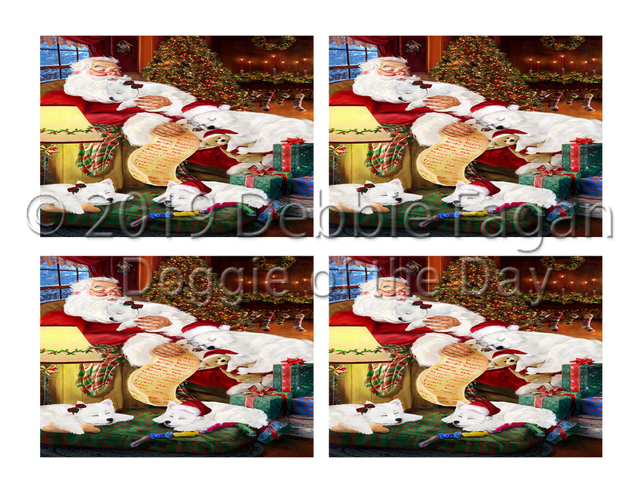 Santa Sleeping with American Eskimo Dogs Placemat