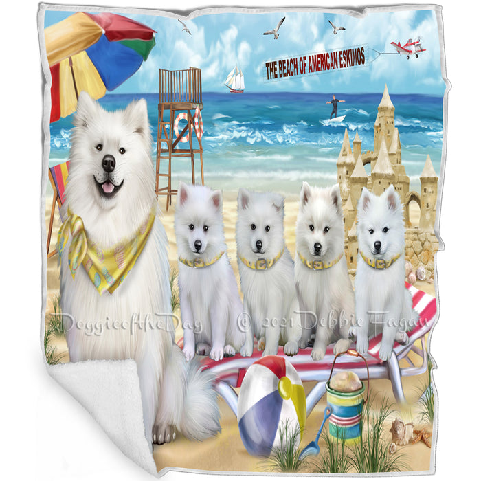 Pet Friendly Beach American Eskimos Dog Blanket BLNKT65217