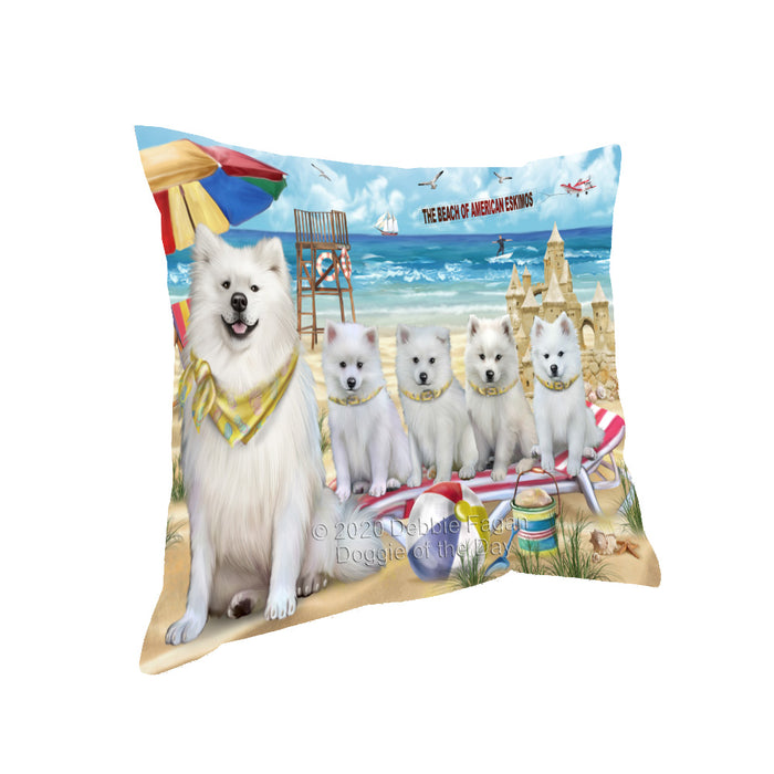 Pet Friendly Beach American Eskimo Dogs Pillow with Top Quality High-Resolution Images - Ultra Soft Pet Pillows for Sleeping - Reversible & Comfort - Ideal Gift for Dog Lover - Cushion for Sofa Couch Bed - 100% Polyester