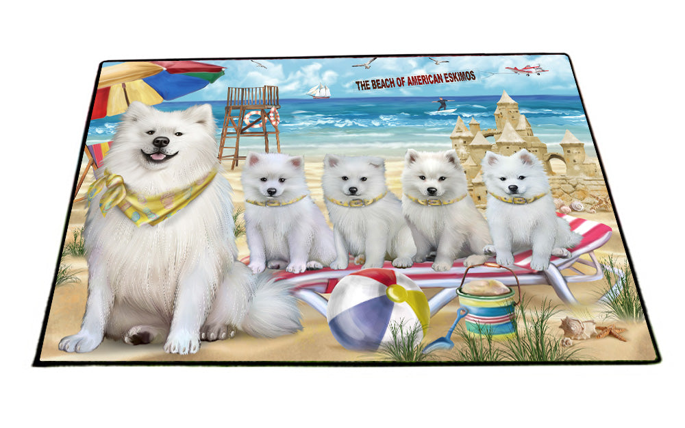 Pet Friendly Beach American Eskimo Dogs Floormat FLMS55828