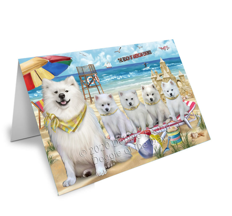 Pet Friendly Beach American Eskimo Dogs Handmade Artwork Assorted Pets Greeting Cards and Note Cards with Envelopes for All Occasions and Holiday Seasons