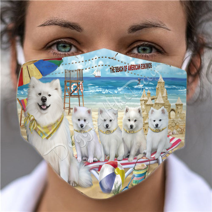 Pet Friendly Beach American Eskimo Dogs Face Mask FM49063
