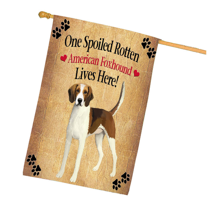 Spoiled Rotten American English Foxhound Dog House Flag Outdoor Decorative Double Sided Pet Portrait Weather Resistant Premium Quality Animal Printed Home Decorative Flags 100% Polyester FLG68116
