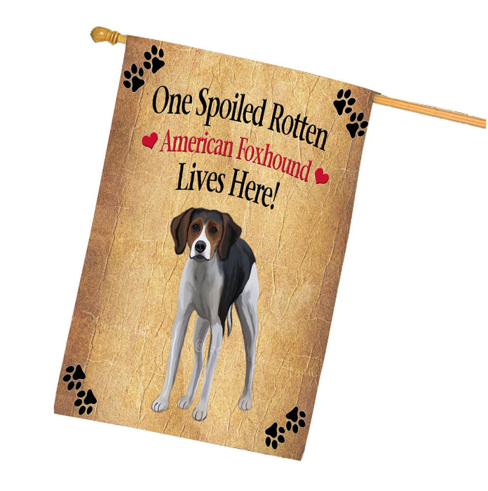 Spoiled Rotten American English Foxhound Dog House Flag Outdoor Decorative Double Sided Pet Portrait Weather Resistant Premium Quality Animal Printed Home Decorative Flags 100% Polyester FLG68113
