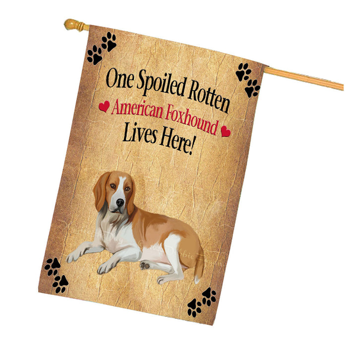 Spoiled Rotten American English Foxhound Dog House Flag Outdoor Decorative Double Sided Pet Portrait Weather Resistant Premium Quality Animal Printed Home Decorative Flags 100% Polyester FLG68114