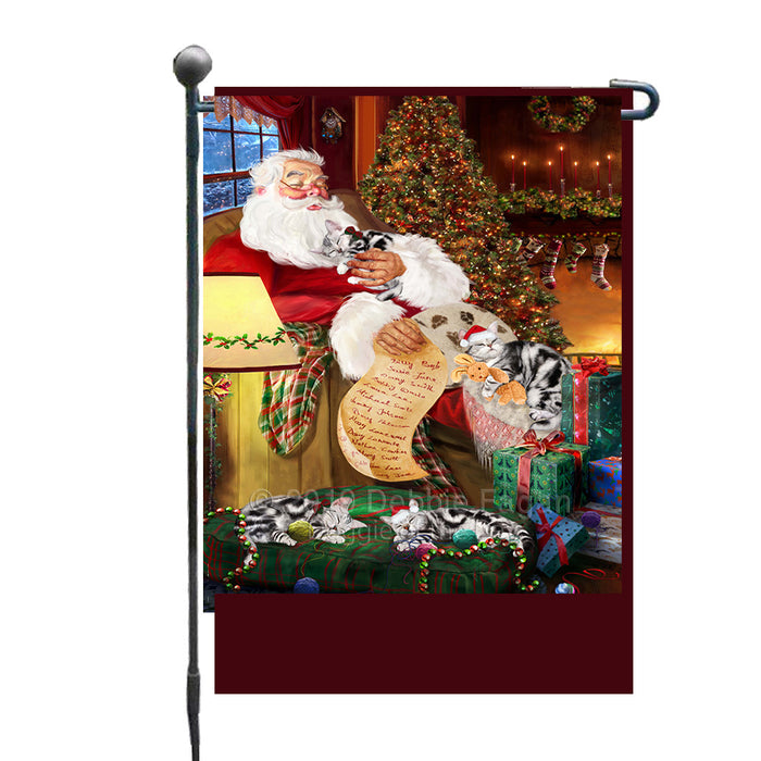 Personalized American Shorthair Dogs and Puppies Sleeping with Santa Custom Garden Flags GFLG-DOTD-A62588