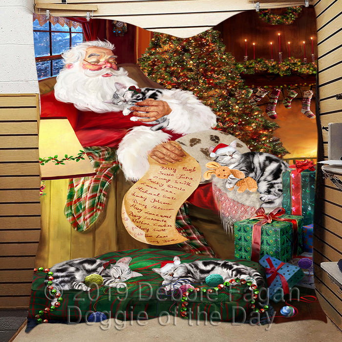Santa Sleeping with American Shorthair Dogs Quilt