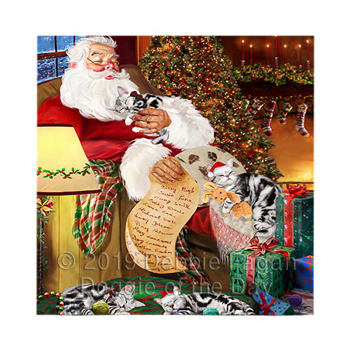 Santa Sleeping with American Shorthair Dogs Square Towel 