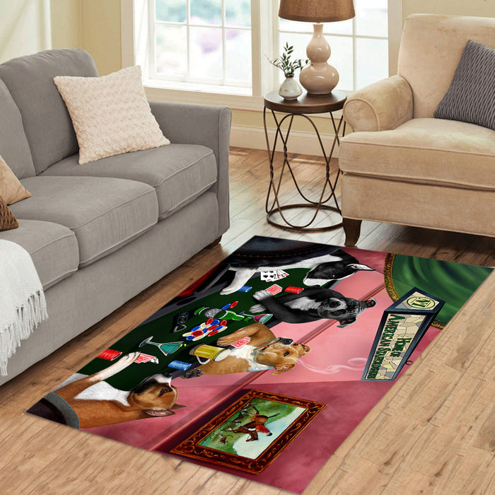 Home of  American Staffordshire Dogs Playing Poker Area Rug