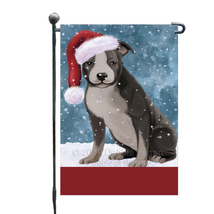 Personalized Let It Snow Happy Holidays American Staffordshire Dog Custom Garden Flags GFLG-DOTD-A62226
