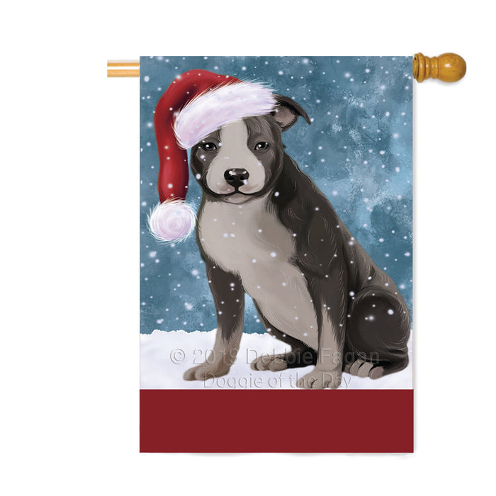 Personalized Let It Snow Happy Holidays American Staffordshire Dog Custom House Flag FLG-DOTD-A62282