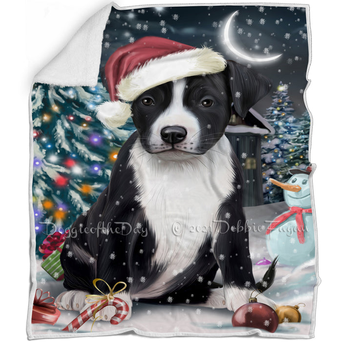 Have a Holly Jolly American Staffordshire Terrier Dog Christmas Blanket BLNKT81336