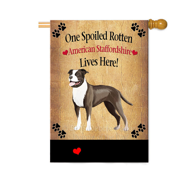 Personalized Spoiled Rotten American Staffordshire Terrier Dog Custom House Flag FLG-DOTD-A63135