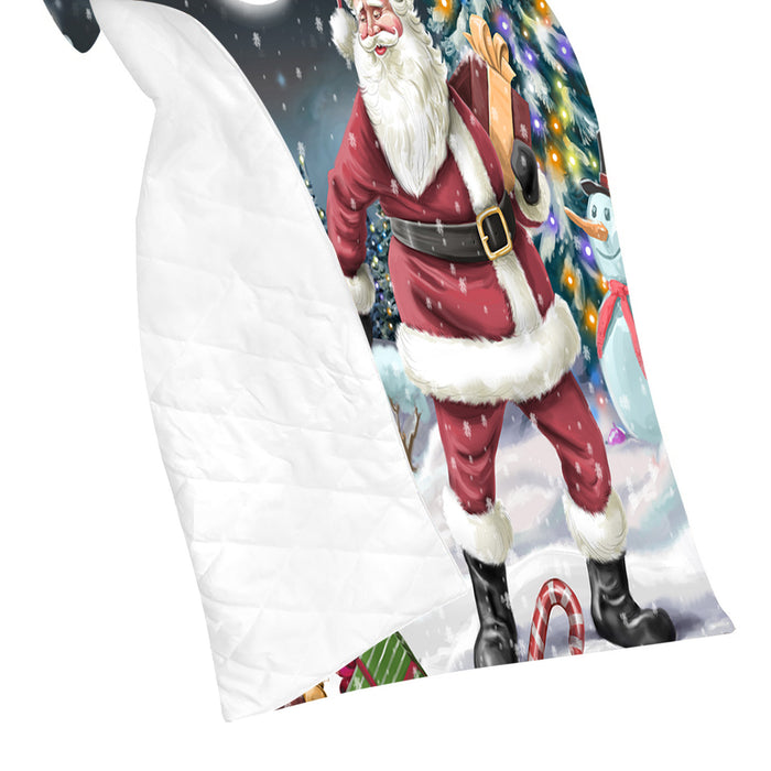 Santa Sled Dogs Christmas Happy Holidays American Staffordshire Dogs Quilt