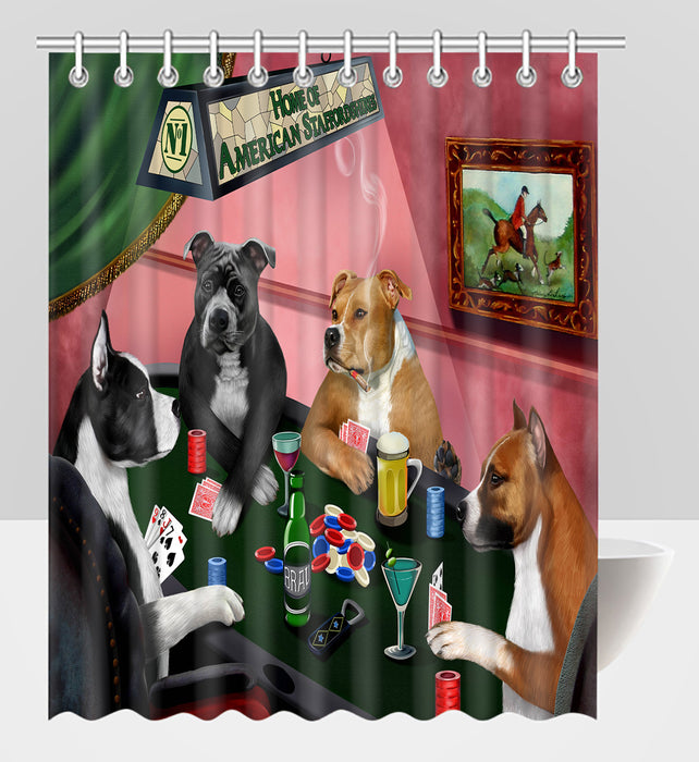 Home of  American Staffordshire Dogs Playing Poker Shower Curtain