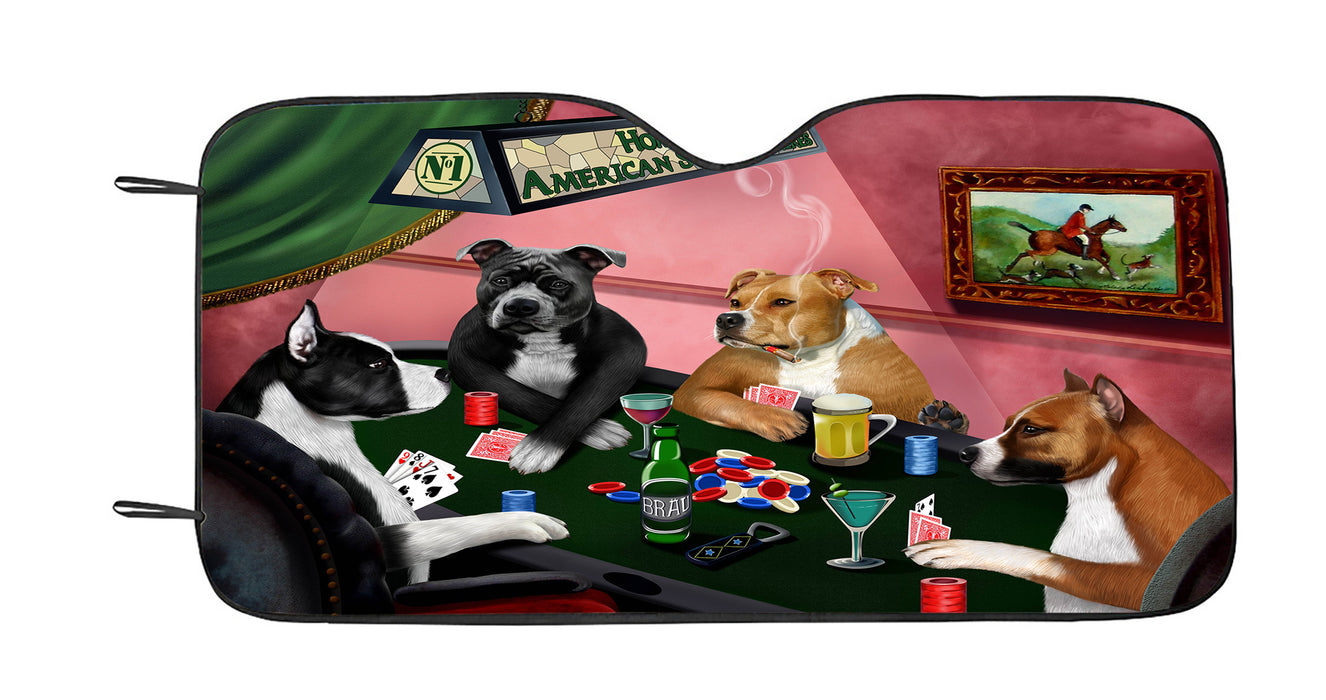 Home of  American Staffordshire Dogs Playing Poker Car Sun Shade