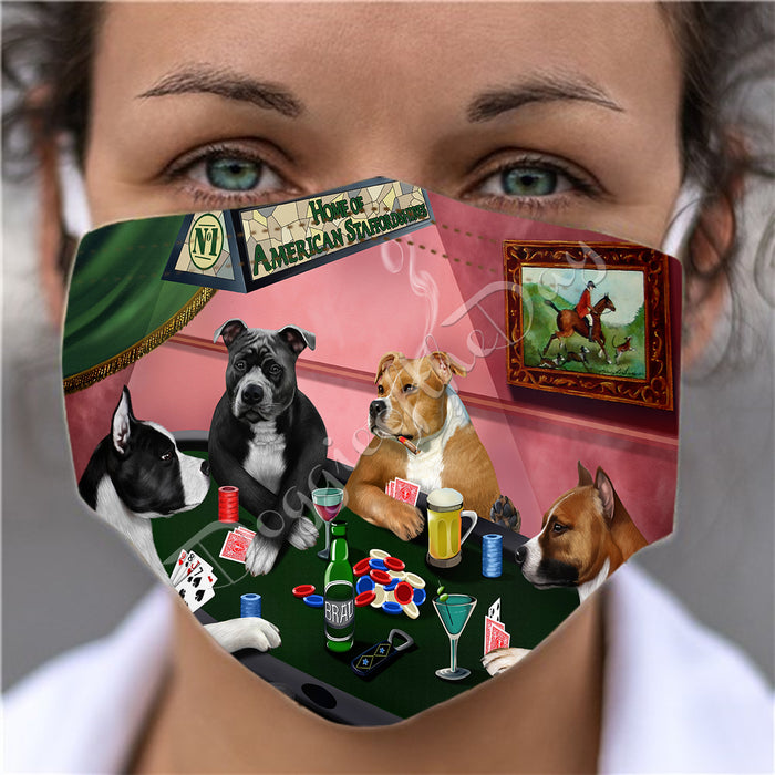 Home of American Staffordshire Dogs Playing Poker Face Mask FM49757