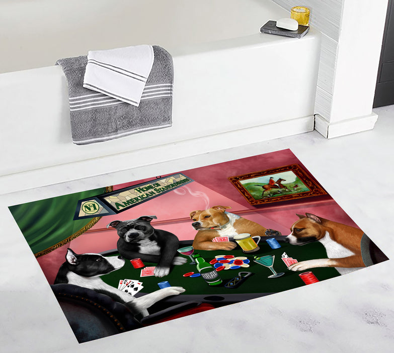 Home of  American Staffordshire Dogs Playing Poker Bath Mat