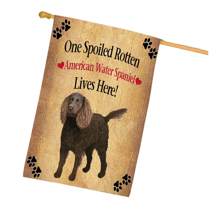 Spoiled Rotten American Water Spaniel Dog House Flag Outdoor Decorative Double Sided Pet Portrait Weather Resistant Premium Quality Animal Printed Home Decorative Flags 100% Polyester FLG68126