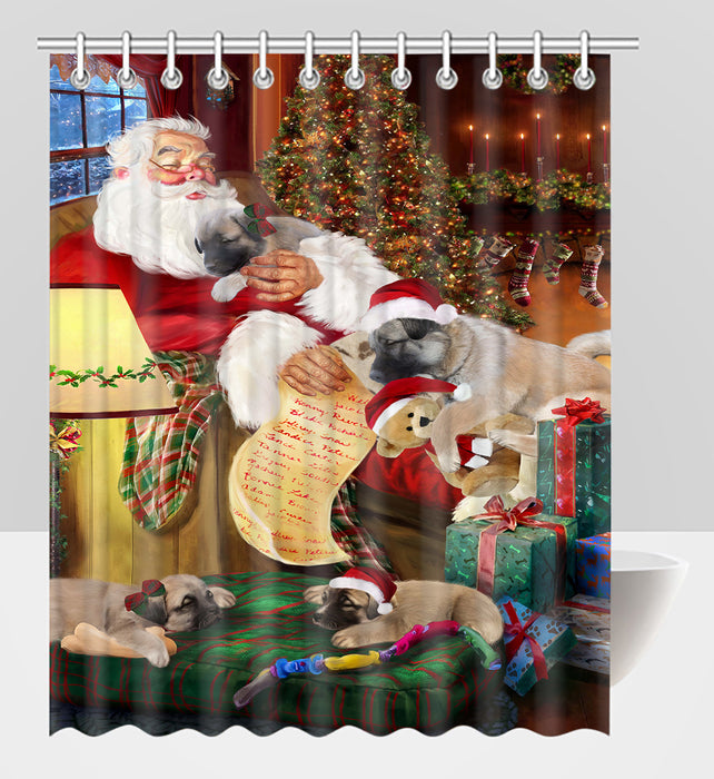 Santa Sleeping with Anatoalian Shepherd Dogs Shower Curtain