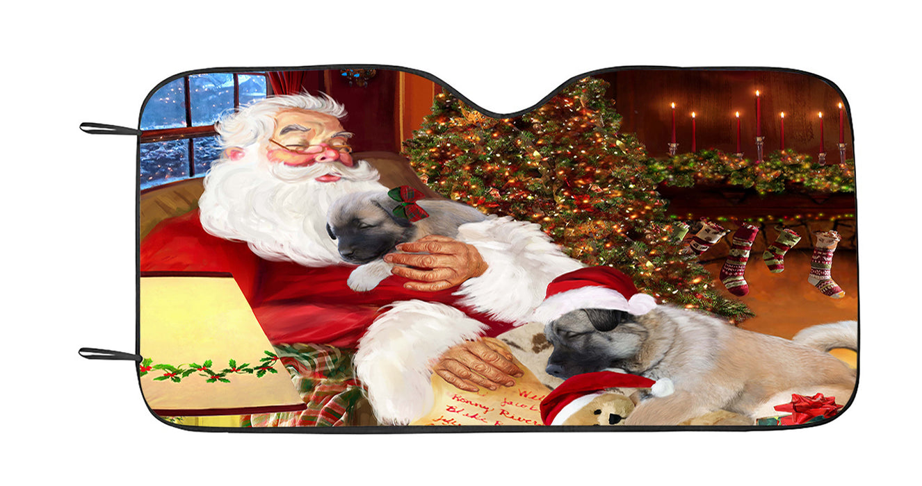 Santa Sleeping with Anatoalian Shepherd Dogs Car Sun Shade