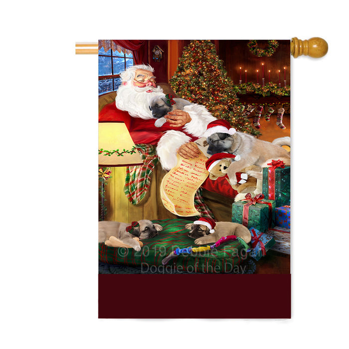 Personalized Anatoalian Shepherd Dogs and Puppies Sleeping with Santa Custom House Flag FLG-DOTD-A62646