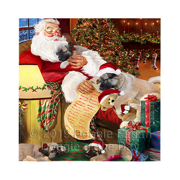 Santa Sleeping with Anatoalian Shepherd Dogs Square Towel 