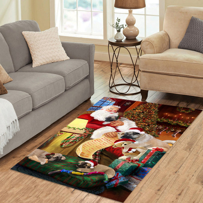 Santa Sleeping with Anatoalian Shepherd Dogs Area Rug