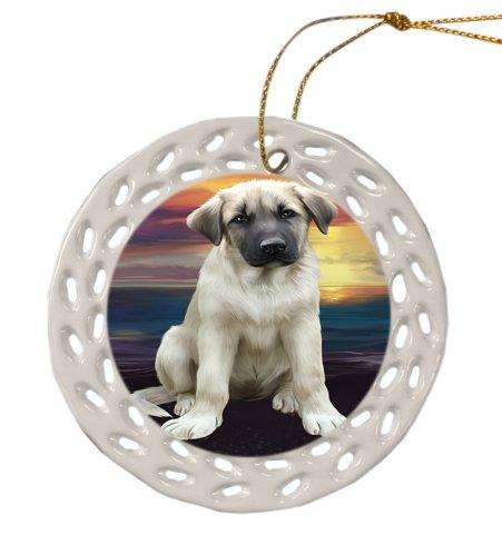 Anatolian Shepherd Dog Christmas Doily Ceramic Ornament