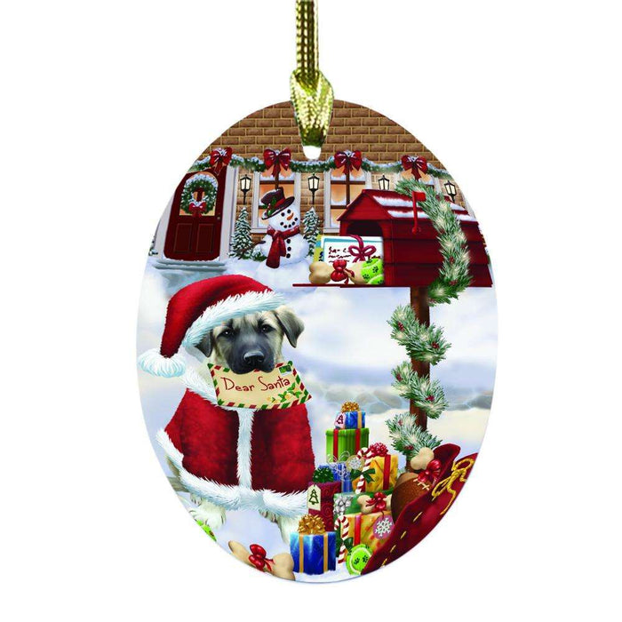 Anatolian Shepherd Dog Dear Santa Letter Christmas Holiday Mailbox Oval Glass Christmas Ornament OGOR48996