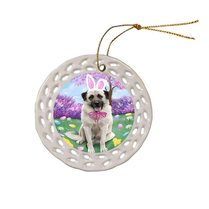 Anatolian Shepherd Dog Easter Holiday Ceramic Doily Ornament DPOR49032