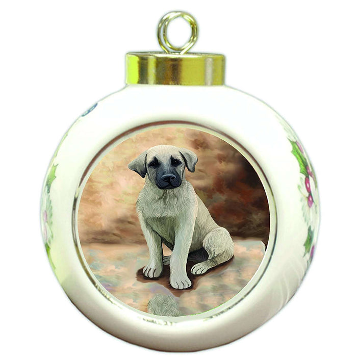 Anatolian Shepherd Puppy Dog Round Ball Christmas Ornament