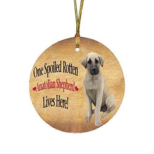 Anatolian Shepherd Puppy Spoiled Rotten Dog Round Christmas Ornament