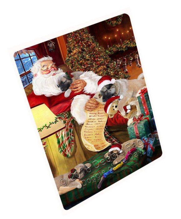 Anatolian Shepherds Dog and Puppies Sleeping with Santa Tempered Cutting Board