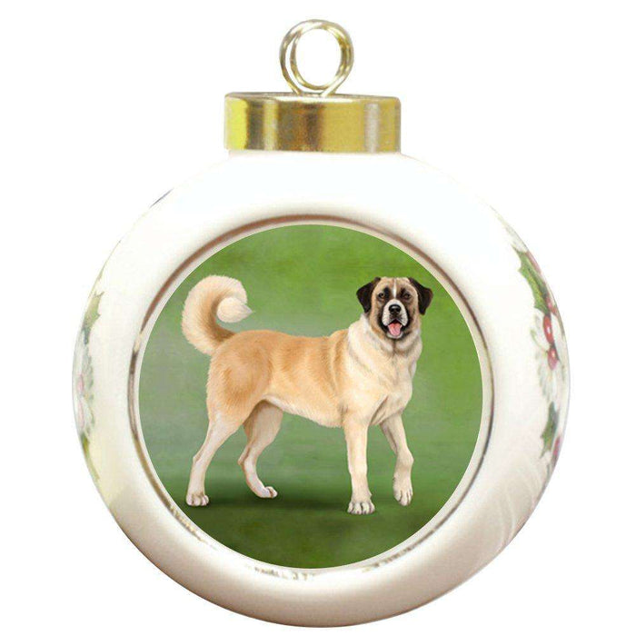 Anatolian Shepherds Dog Round Ceramic Christmas Ornament