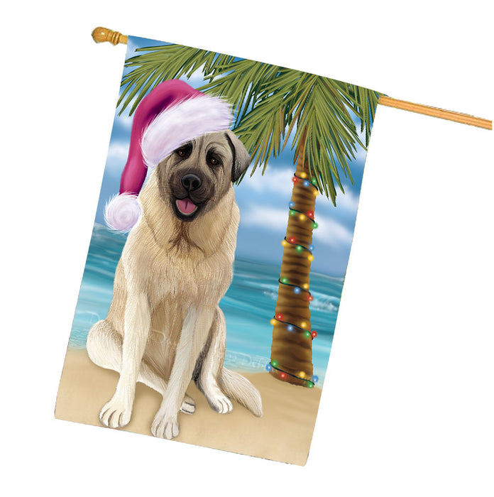 Christmas Summertime Beach Anatolian Shepherd Dog House Flag Outdoor Decorative Double Sided Pet Portrait Weather Resistant Premium Quality Animal Printed Home Decorative Flags 100% Polyester FLG68658