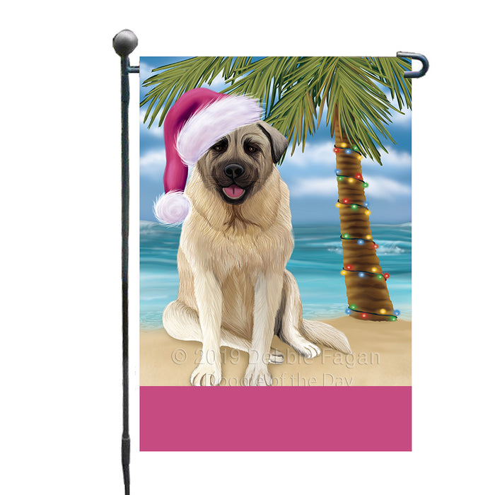Personalized Summertime Happy Holidays Christmas Anatolian Shepherd Dog on Tropical Island Beach  Custom Garden Flags GFLG-DOTD-A60378