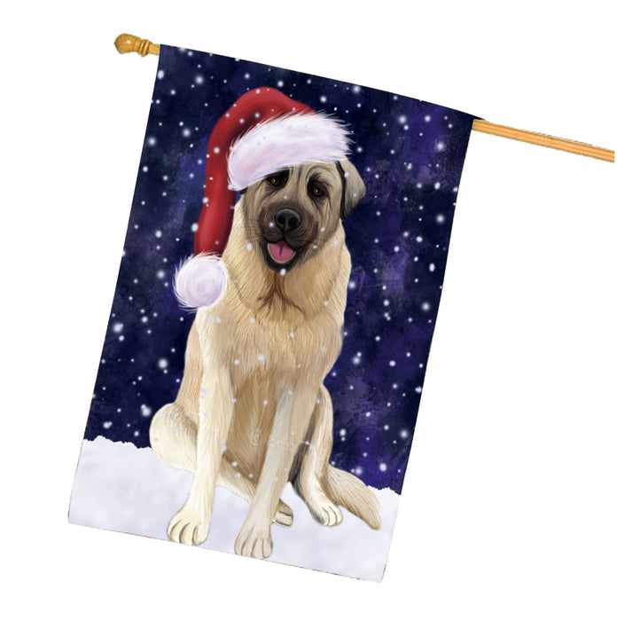 Christmas Let it Snow Anatolian Shepherd Dog House Flag Outdoor Decorative Double Sided Pet Portrait Weather Resistant Premium Quality Animal Printed Home Decorative Flags 100% Polyester FLG67902