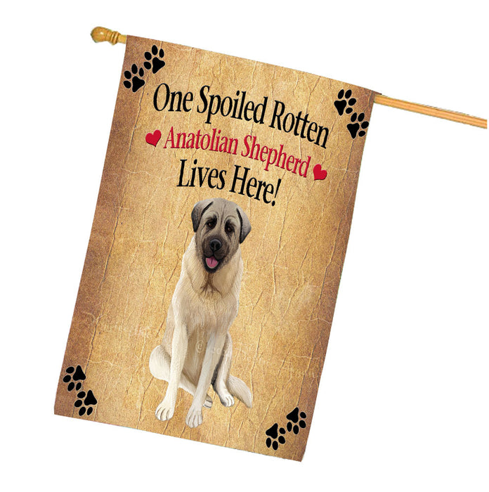 Spoiled Rotten Anatolian Shepherd Dog House Flag Outdoor Decorative Double Sided Pet Portrait Weather Resistant Premium Quality Animal Printed Home Decorative Flags 100% Polyester FLG68127