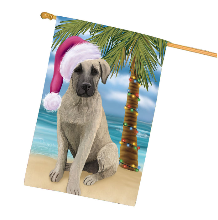 Christmas Summertime Beach Anatolian Shepherd Dog House Flag Outdoor Decorative Double Sided Pet Portrait Weather Resistant Premium Quality Animal Printed Home Decorative Flags 100% Polyester FLG68659