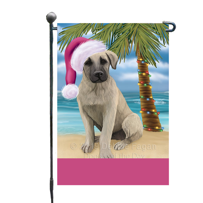 Personalized Summertime Happy Holidays Christmas Anatolian Shepherd Dog on Tropical Island Beach  Custom Garden Flags GFLG-DOTD-A60379