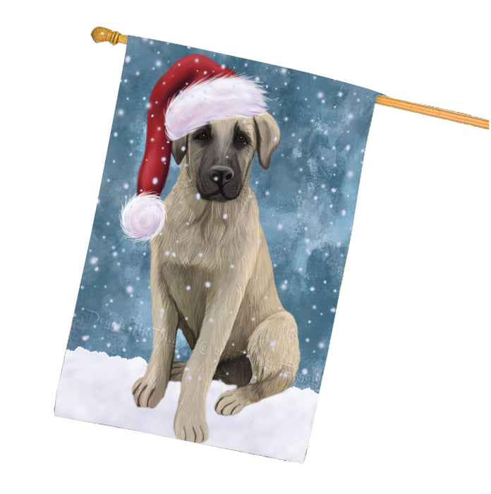 Christmas Let it Snow Anatolian Shepherd Dog House Flag Outdoor Decorative Double Sided Pet Portrait Weather Resistant Premium Quality Animal Printed Home Decorative Flags 100% Polyester FLG67903