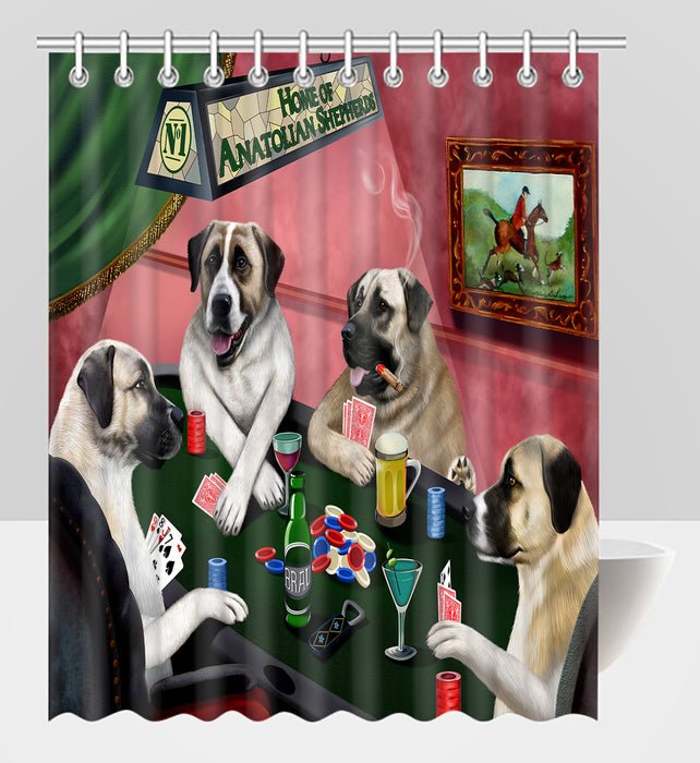 Home of  Anatolian Shepherd Dogs Playing Poker Shower Curtain