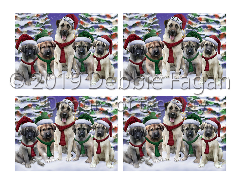 Anatolian Shepherd Dogs Christmas Family Portrait in Holiday Scenic Background Placemat