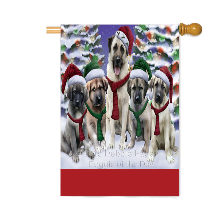 Personalized Christmas Happy Holidays Anatolian Shepherd Dogs Family Portraits Custom House Flag FLG-DOTD-A59139