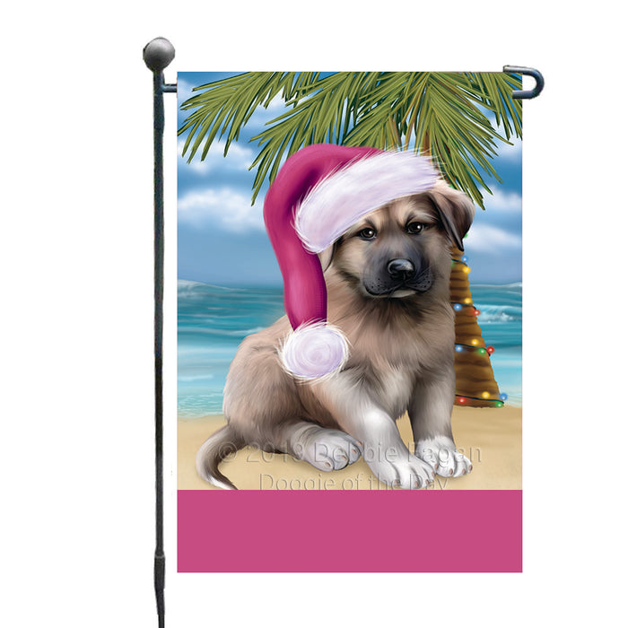 Personalized Summertime Happy Holidays Christmas Anatolian Shepherd Dog on Tropical Island Beach  Custom Garden Flags GFLG-DOTD-A60380