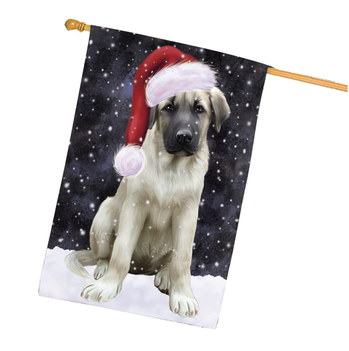 Christmas Let it Snow Anatolian Shepherd Dog House Flag Outdoor Decorative Double Sided Pet Portrait Weather Resistant Premium Quality Animal Printed Home Decorative Flags 100% Polyester FLG67904